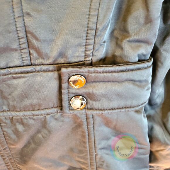 Vintage Guess Raincoat Trench Coat Womens Small Black Animal Print Lined Y2K 90s - Picture 12 of 16